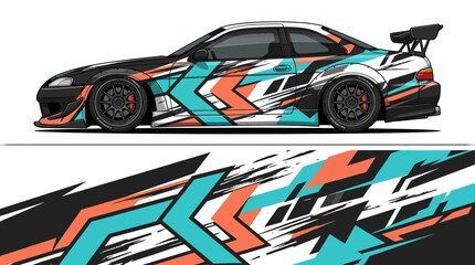 Obraz premium Car with colorful racing stripes design.