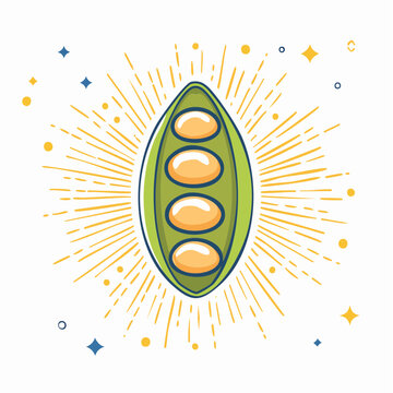 Stylized illustration of a pea pod with four peas