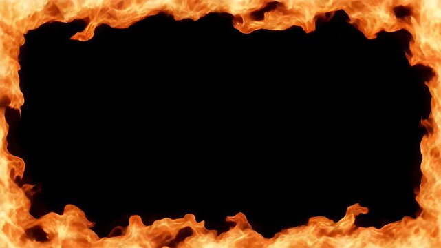 Dynamic fire frame with glowing flames perfect for overlays or intense visual effects in your project, hot and fiery design element
