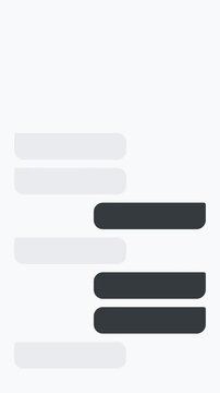 Minimalist mobile messaging interface simulation with white and dark grey chat bubbles on light background