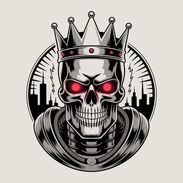 Skull wearing a crown king.