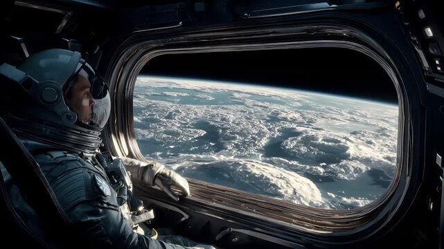 Space universe exploration, fantasy, mysterious. A vivid, highresolution depiction of an astronaut in outer space, captured from a high vantage point. The astronaut wears a fullbody space suit.