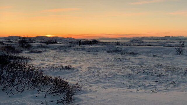 The beautiful historic Thingvellir National Park in Iceland in winter