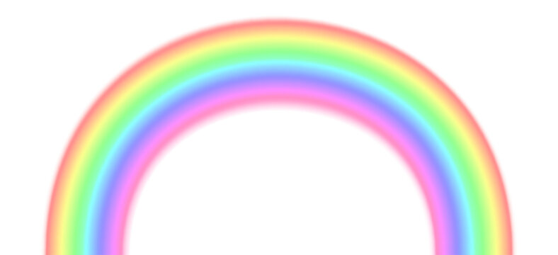 Realistic arc rainbow isolated on white background. Sun light ultraviolet spectrum. Dynamic abstract with with blurred bright rainbow gradient curve. Vector illustration