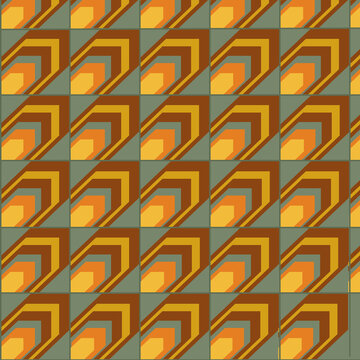 Retro Geometric Seamless Pattern Background with Abstract Mid Century Modern Shapes