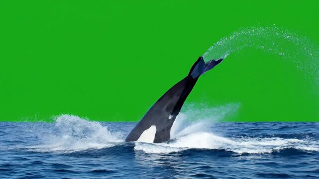 Orca Whale Breaching and Splashing Water