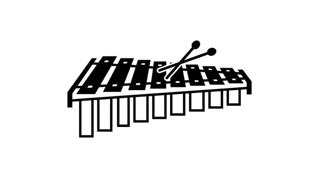 Wooden xylophone with mallets isolated clean view.