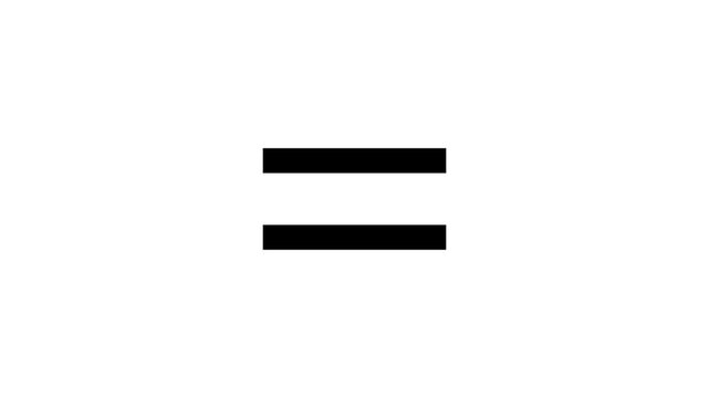 Animated equal sign on transparent background. Math icon equals. 4k video.