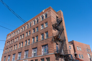 low angle view of old brick wall building © nd700