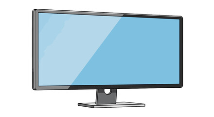 Fototapeta premium Blank blue screen computer monitor isolated on transparent background, Vector