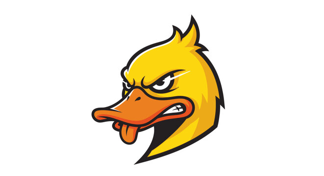 Angry yellow duck head mascot illustration.