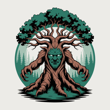 Tree with human face roots.