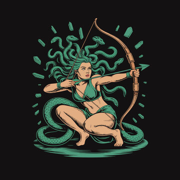 Woman with sea serpent hair bow.
