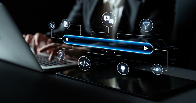 Generative search system powered by AI with data, process, intelligence, and automation in a seamless concept flow. Corpus