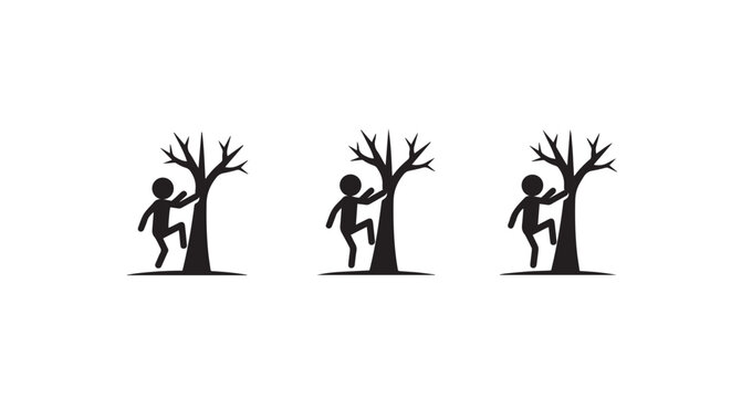 Silhouette figures dancing beside barren trees illustration.