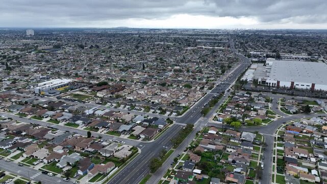 Suburb of Compton California Drone Aerial Footage