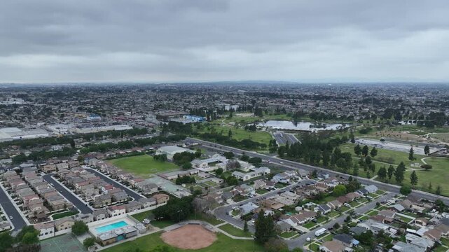 Suburb of Compton California Drone Aerial Footage