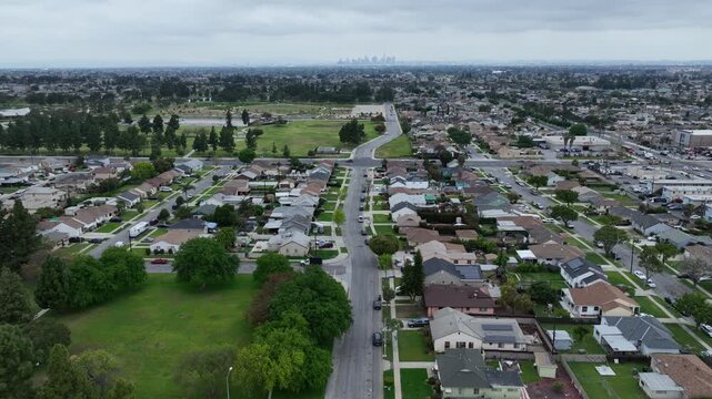Suburb of Compton California Drone Aerial Footage