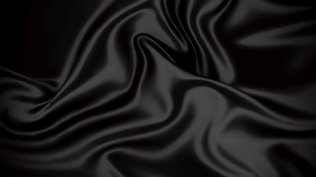 Elegant Black Silk Fabric Waving in Slow Motion Abstract Luxury Background