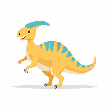 Cute cartoon Parasaurolophus dinosaur illustration