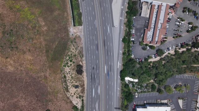 Interstate Freeway and Suburbs Calabasas California Drone Aerial View