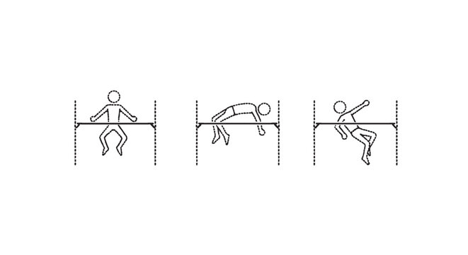 Step by Step Illustration of Gymnast Performing Parallel Bar Routine.
