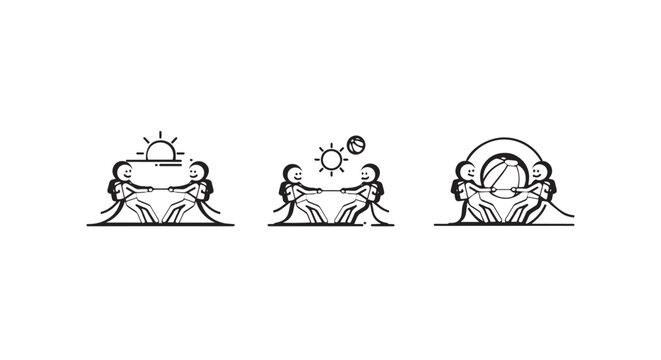 Whimsical cartoon robots with unique headgear illustrations.