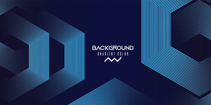 Abstract Dark Blue Tech Background with Glowing Geometric Line Hexagons. Modern creative trendy in vector EPS 10