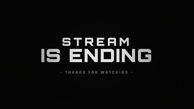Stream Ending Screen with Glitch Effect on Black Background, Digital Distortion, Live Broadcast Outro, Gaming Stream Offline Message, Twitch Overlay, Cyberpunk Aesthetic 4k video