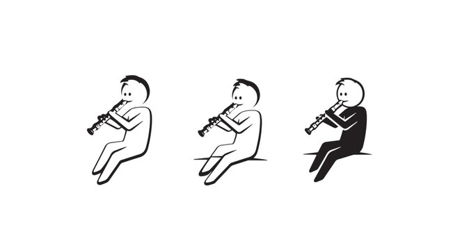 Three children playing clarinets in developmental stages.