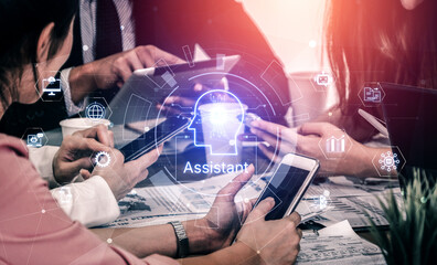 Futuristic AI assistant with autonomous agent capabilities, AI natural language understanding, and seamless business workflow AI integration. AI for modern productivity and tech solutions. Corpus © InfiniteFlow