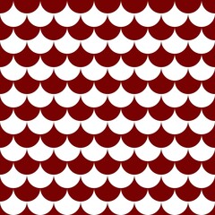Deep red and white fish scale seamless pattern. Bold scallop geometric background for fabric, wallpaper, wrapping paper, and vector textile design. © MDC