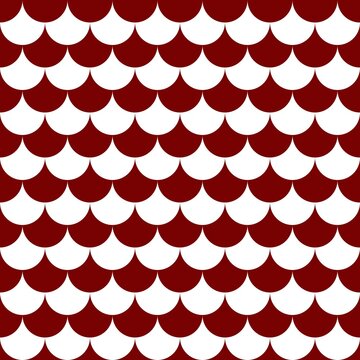 Deep red and white fish scale seamless pattern. Bold scallop geometric background for fabric, wallpaper, wrapping paper, and vector textile design.