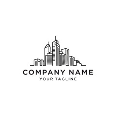 Obraz premium Modern City Skyline Logo Design with Tall Buildings and Urban Architecture.