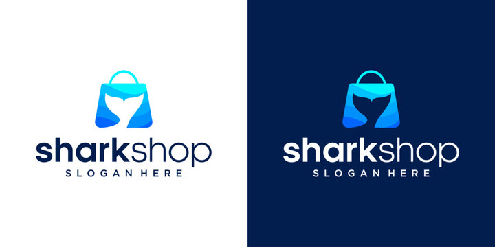 Creative Shopping Bag with Shark Tail Icon for Online E-commerce Retail Business Fashion Store and Modern Market Branding Logo Vector