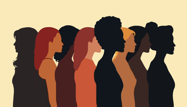 Diverse Women Portrait Silhouette Illustration Representing Equality and Inclusion