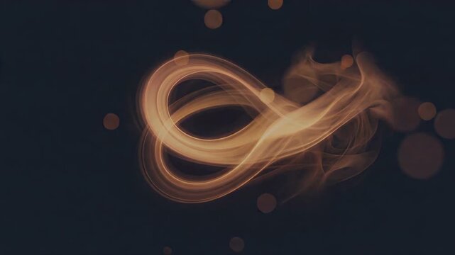 Fluid motion of golden light creating an infinity symbol against a dark background, evoking a sense of elegance and continuity