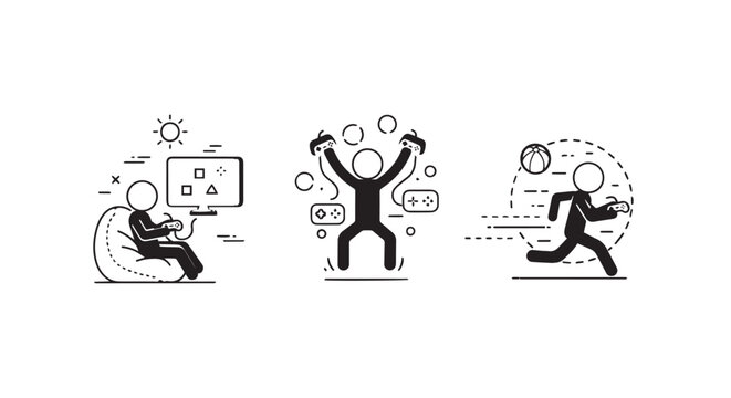 Illustrated characters showing creative productivity and success concepts.