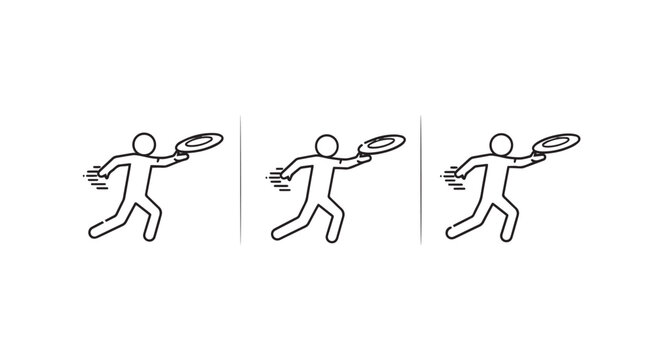 Sequential Illustration of Person Throwing Frisbee Steps.