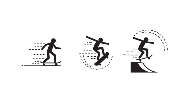 Dynamic skateboarder performing various tricks in sequence.