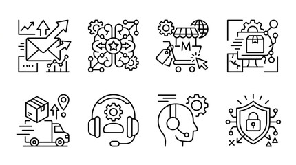 Fototapeta premium Set of Icons Representing Business Technology and Logistics Concepts.