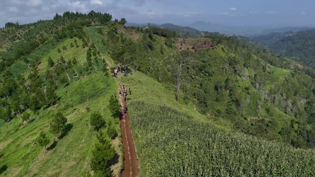 drone view of the mountains in java indonesia