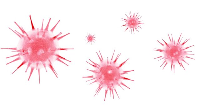 Viral microorganisms structure with spike proteins representing infectious disease pathogen mutation and medical vaccine scientific research in 4K Ultra HD footage
