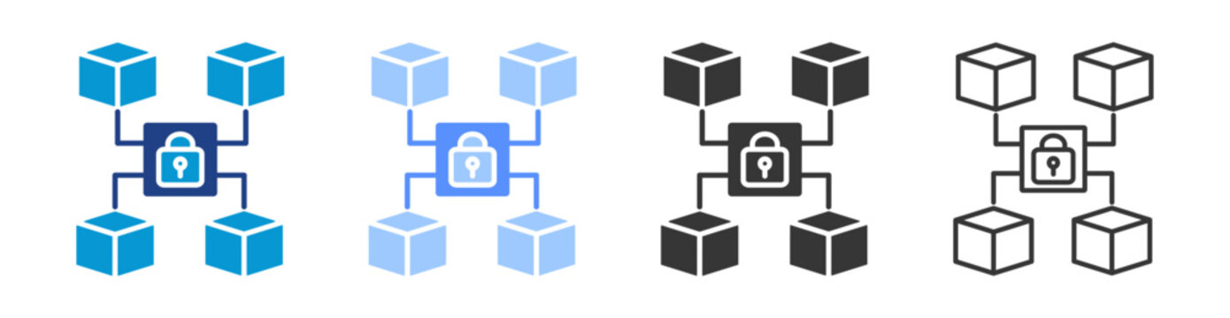 Blockhain icon set multiple style collection	
