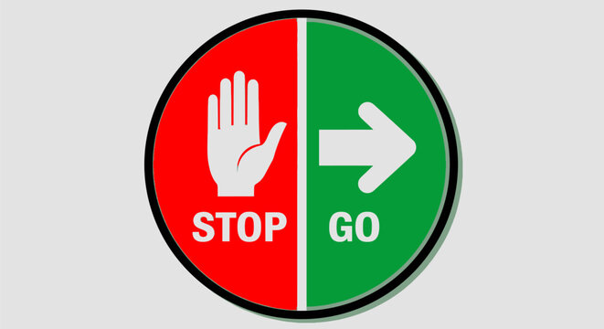 Traffic Stop Go Road Sign.