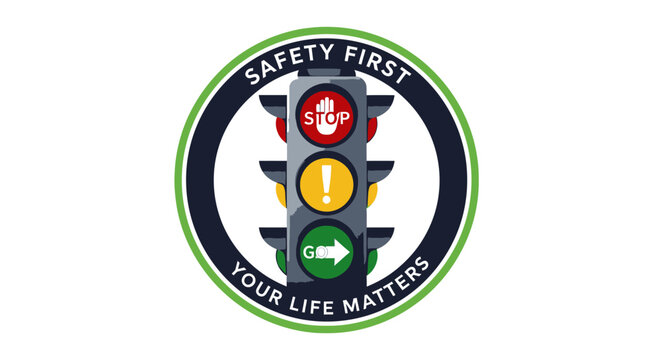 Traffic Light Safety Sign Logo.