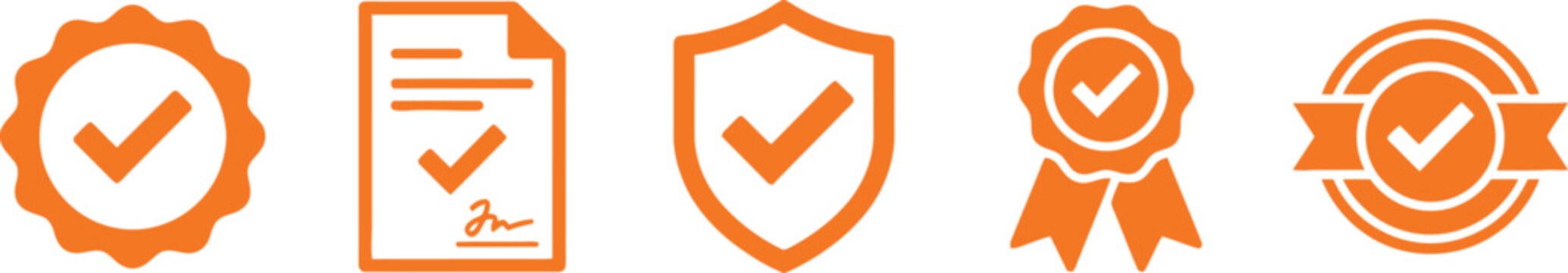 Collection of orange checkmark icons for approval and validation