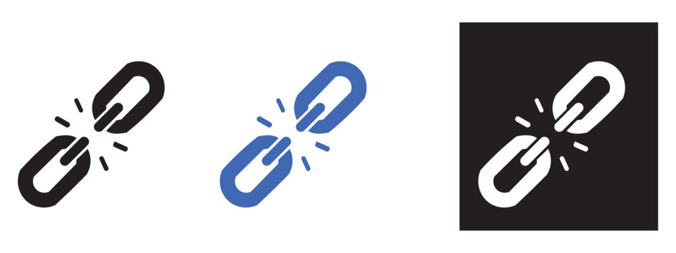 Broken chain link icons symbolizing disconnection or a weak connection