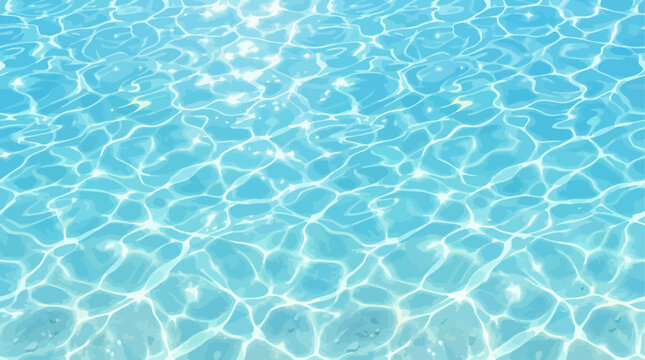 Isometric turquoise swimming pool water texture with sun reflections for summer travel, wellness spa branding, website headers and background design
