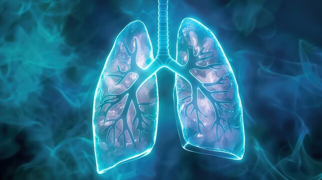 Anatomical Medical Illustration of Emphysema Pulmonary Disease Showing Damaged Lung Tissue, COPD Chronic Obstructive Pulmonary Disorder, Respiratory System Disorder, Human Lung Pathology